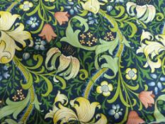 A pair of lined curtains in William Morr