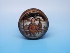 A Russian lacquer circular box,the lid d