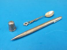 A hallmarked silver Sheaffer pen, hallma