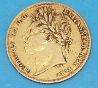 An 1823 George IV gold half sovereign