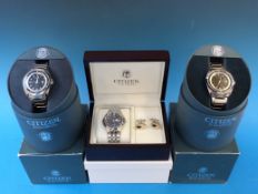 Three Citizen Eco-Drive gents wristwatch