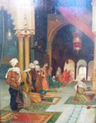 Oil on board of a North African temple s