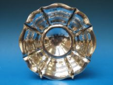 A hallmarked silver bowl with lobed edge