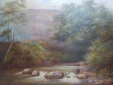 Frank Morris oil on canvas river scene,
