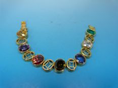 A yellow metal bracelet marked 916 set w