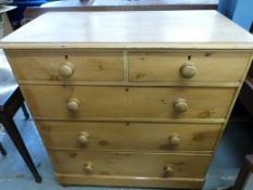 A 19thC pine chest of two over three str