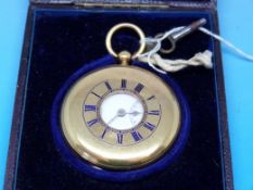 A hallmarked 18ct gold half hunter pocke