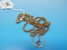 A 9ct gold necklace with a 9ct gold treb