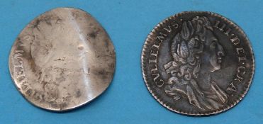 A VF to EF William III (1697) sixpence,