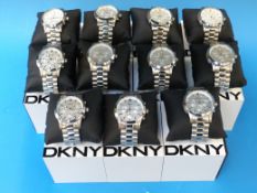 Eleven DKNY chronograph wristwatches on