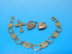 A hallmarked 9ct gold bracelet made up o