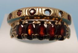 Two hallmarked 9ct gold rings, one set w
