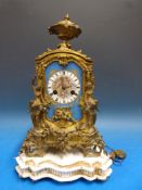 A French 19thC figural ormolu and porcel
