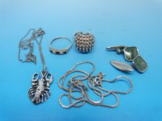 A collection of silver jewellery to incl
