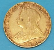 An 1896 old head gold full sovereign