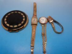 An Omega watch on a hallmarked 9ct gold