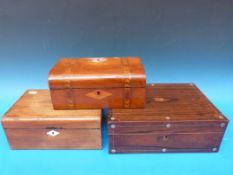 Three inlaid boxes, one with Tunbridge W