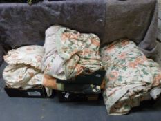 A pair of lined French blinds / curtains