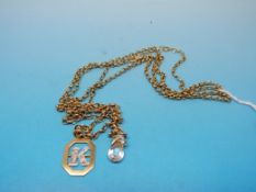 Two 9ct gold necklaces one with a 9ct go