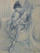 Four oils on canvas including abstract,