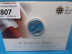 A silver proof UK £20 2013 coin