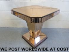 An Art Deco glass table (61cm square, he