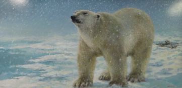 Joel Kirk oil on board of a polar bear e