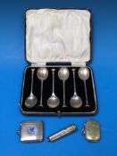 A cased set of six hallmarked silver sea
