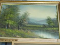 P Barnett: Oil on canvas of a rural scen