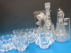 A collection of clear glass, including a