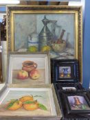 A collection  of small still life oils o