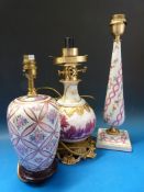 Three ceramic table lamps