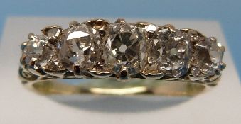 A Victorian yellow metal ring set with f