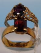 A 22ct gold ring set with a garnet (size