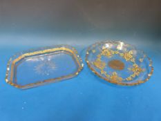 Two cut glass dishes with gilt decoratio