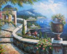 A modern oil on canvas of an Mediterrane