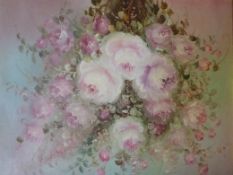 Oil on canvas still life of flowers 59cm