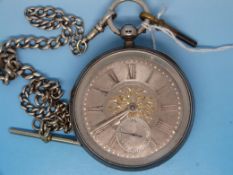 An open faced silver pocket watch of gen