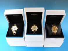 Three Seiko gents wristwatches, one with