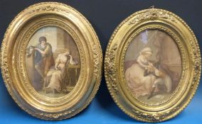 Two 19thC coloured prints in oval frames