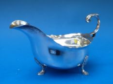 A hallmarked silver sauce boat Sheffield