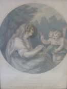 A coloured engraving Ceres, a lady in gi