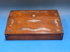 A rosewood mother of pearl inlaid writin