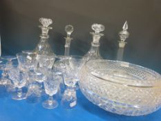 A quantity of cut glass including sherry