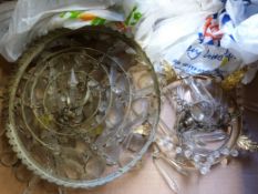 Two glass chandeliers; one 28cm in diame