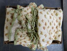 Two pairs of lined curtains, beige groun