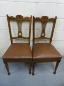 Three upholstered oak bedroom chairs