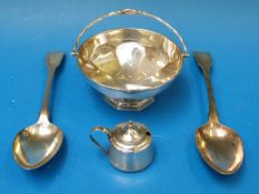 A silver pedestal bon bon dish with swin