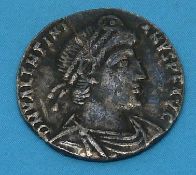 A silver Roman Siligua coin, Roma seated
