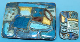 An enamel and silver brooch 